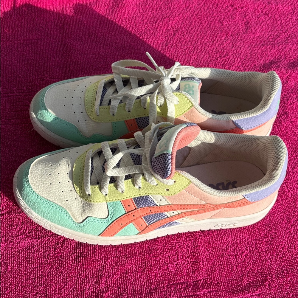 Asics Pastel Mint Lavender Peach Low-Top Sneakers - Picture 2 of 5